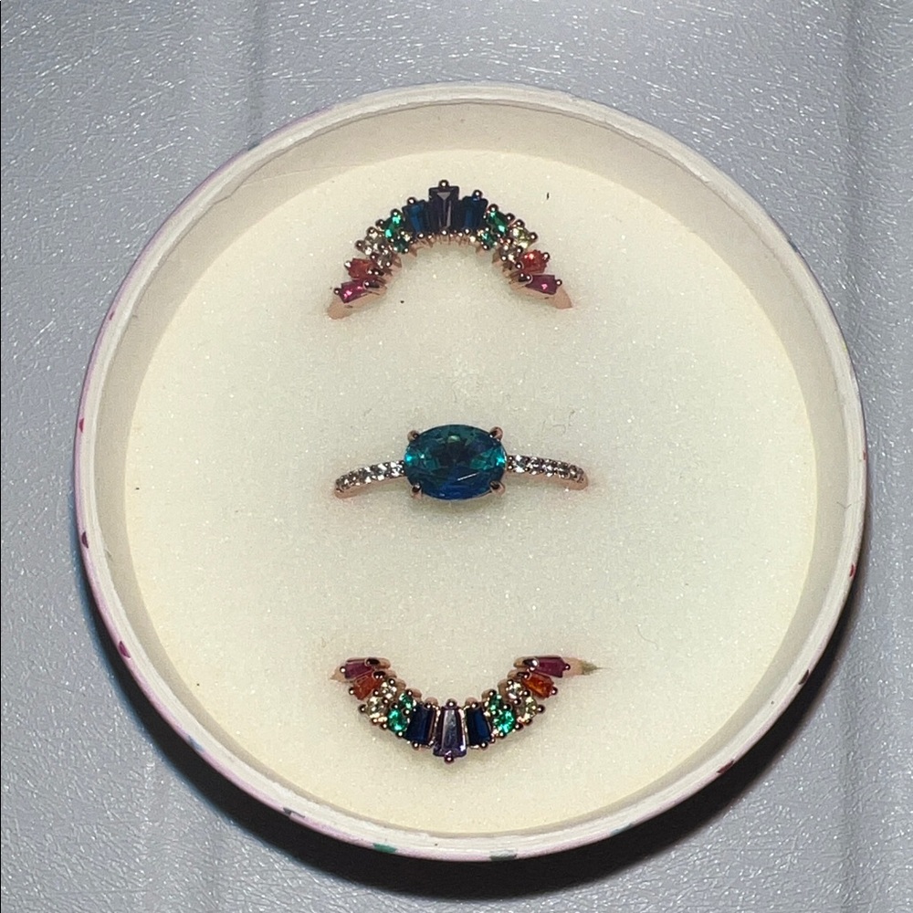 Vibrant Blue and Multicolor Gemstone Ring Set